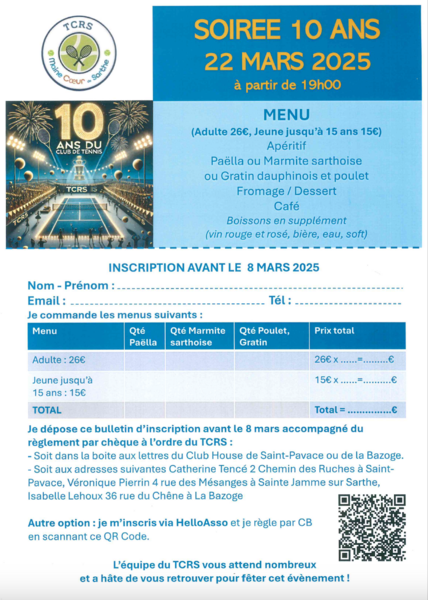 10 ans inscription